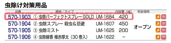 鹿番長印ノ虫除ﾊﾟｰﾌｪｸﾄｽﾌﾟﾚｰ GOLD