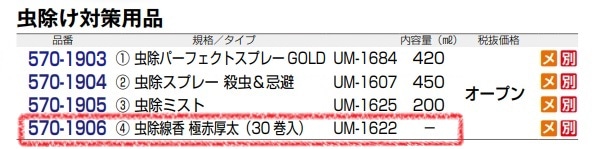 鹿番長印ノ虫除線香　極赤厚太