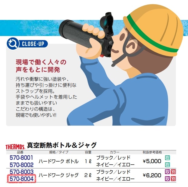 ｻｰﾓｽ 真空断熱 ハードワークジャグ 2L