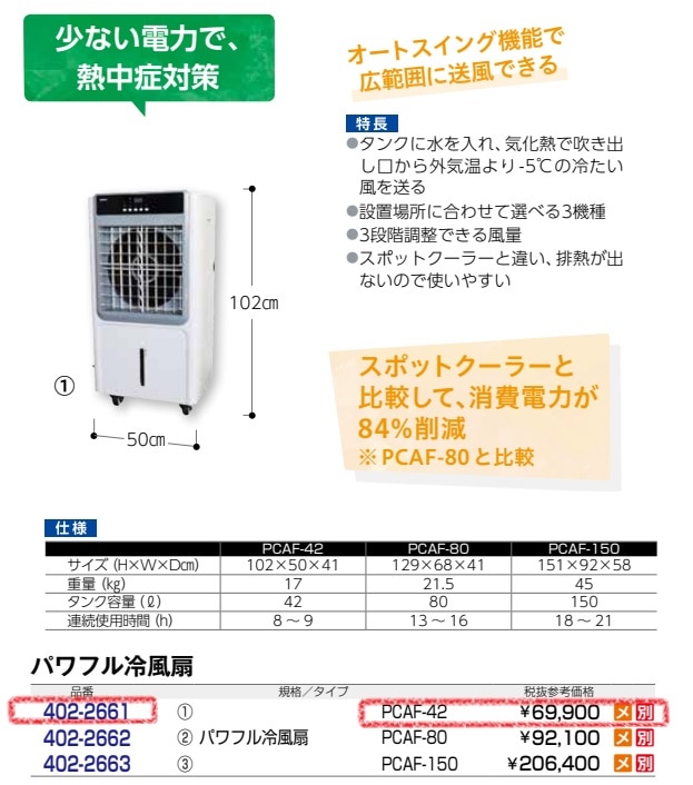 プロモート　パワフル冷風扇　42L