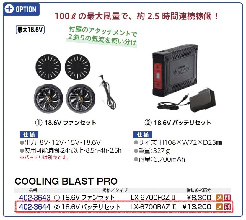 ｸｰﾘﾝｸﾞﾌﾞﾗｽﾄ ﾌﾟﾛ　18.6Vﾊﾞｯﾃﾘｾｯﾄ