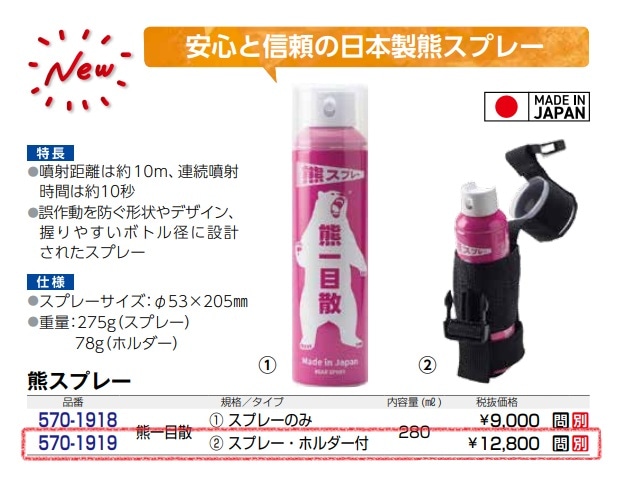 熊スプレー　熊一目散