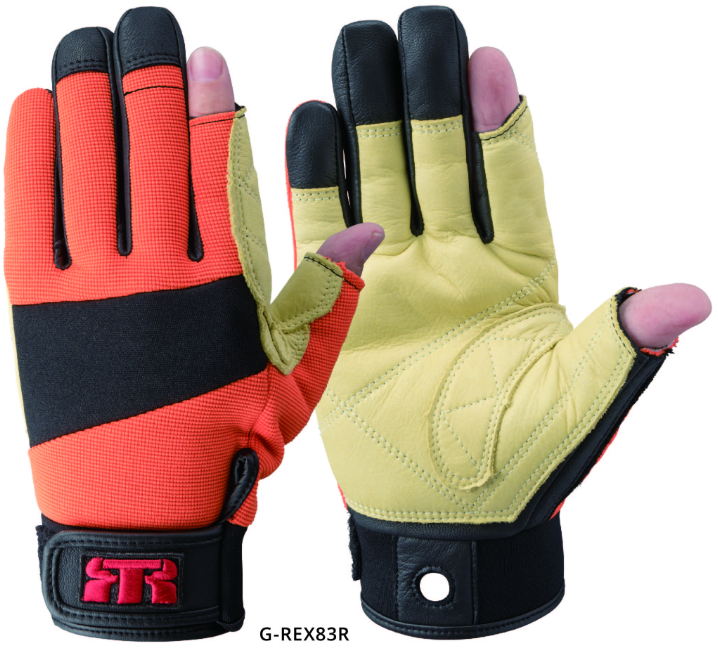 ロープレスキュー用手袋（3本指タイプ）　オレンジ　LL