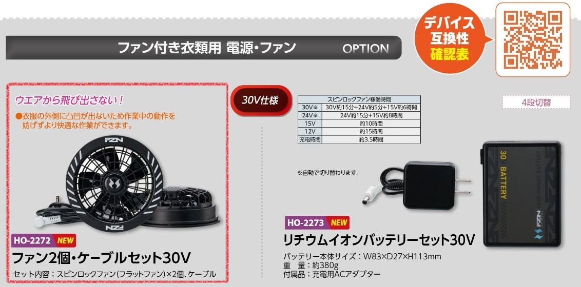 ファン２個・ケーブルセット３０Ｖ仕様
