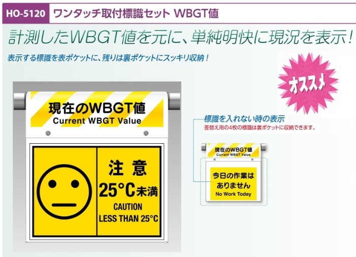 ワンタッチ取付標識セット　ＷＢＧＴ値