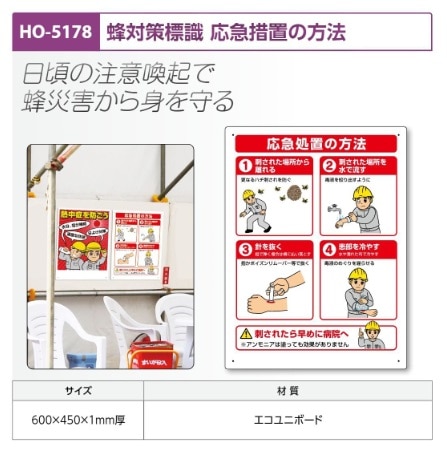 蜂対策標識　応急措置の方法