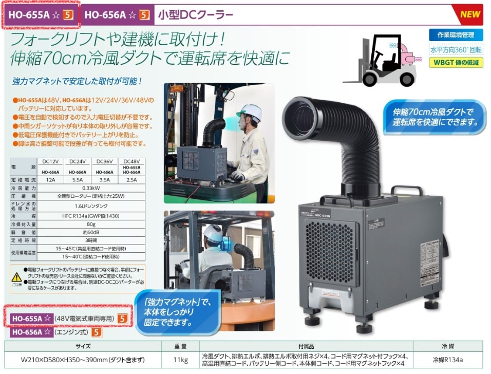 小型ＤＣクーラー（４８Ｖ電気式車両専用）