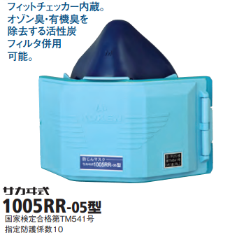 防じんマスク　ミクロンフィルター使用　サカヰ式1005RR-05型