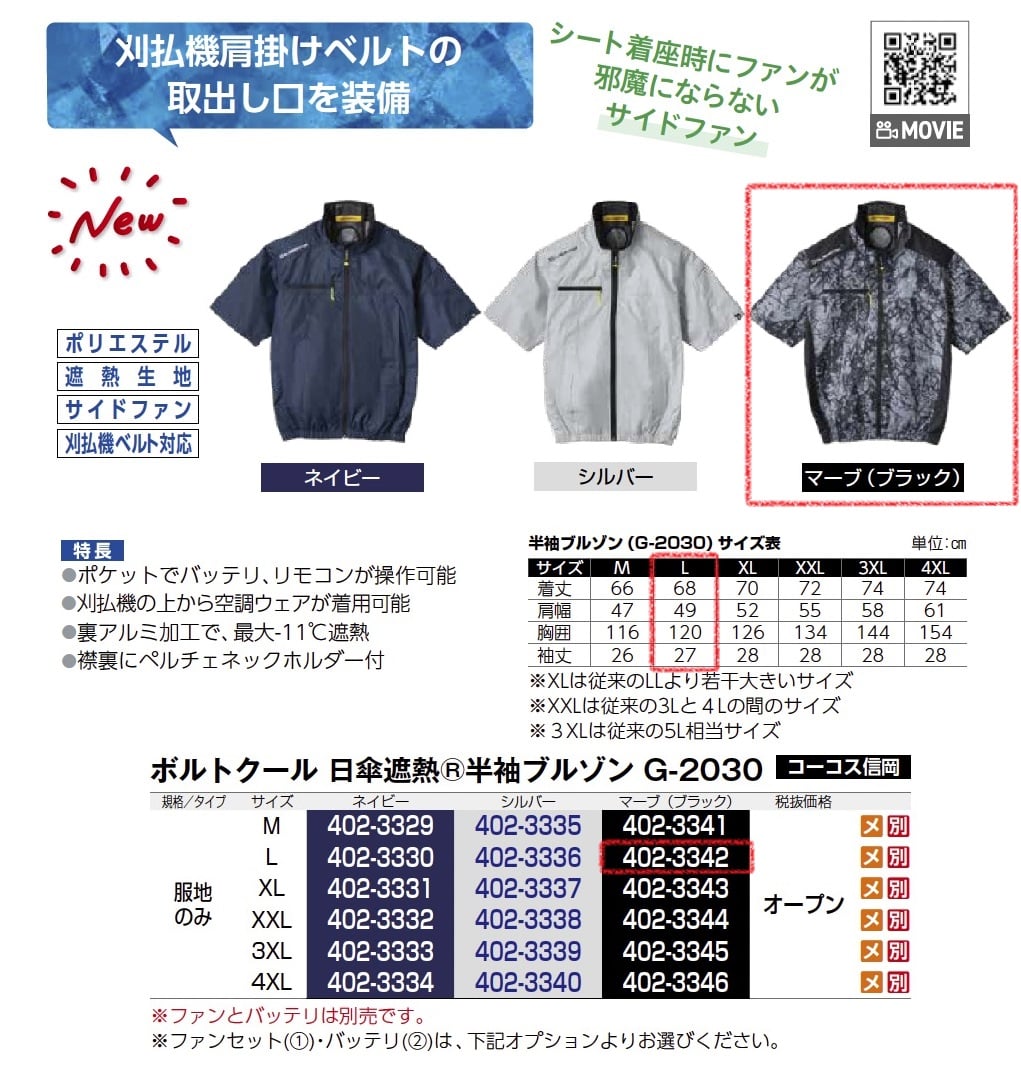 ﾎﾞﾙﾄｸｰﾙ 日傘遮熱半袖ﾌﾞﾙｿﾞﾝ 服地のみ