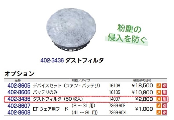 ダストフィルタ（50枚入）　14007