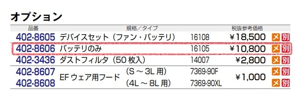 バッテリのみ　16105