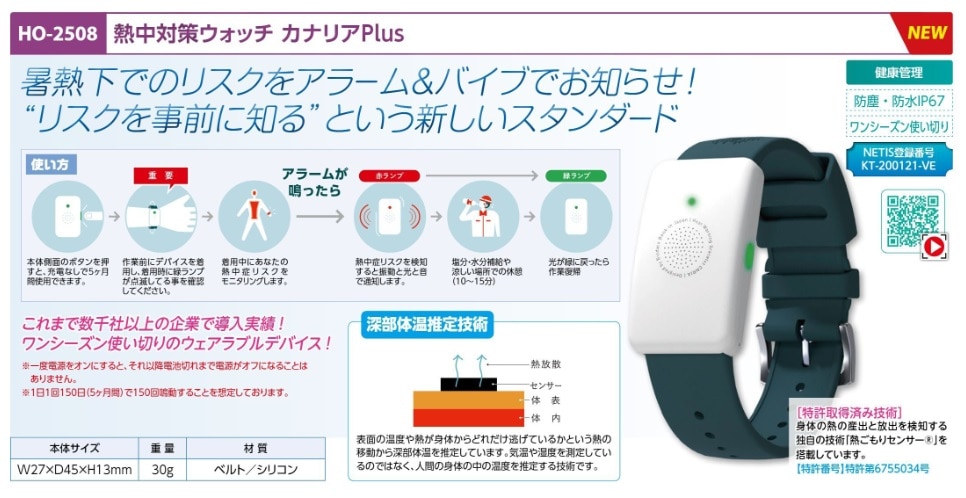 熱中対策ウォッチ　カナリアＰｌｕｓ