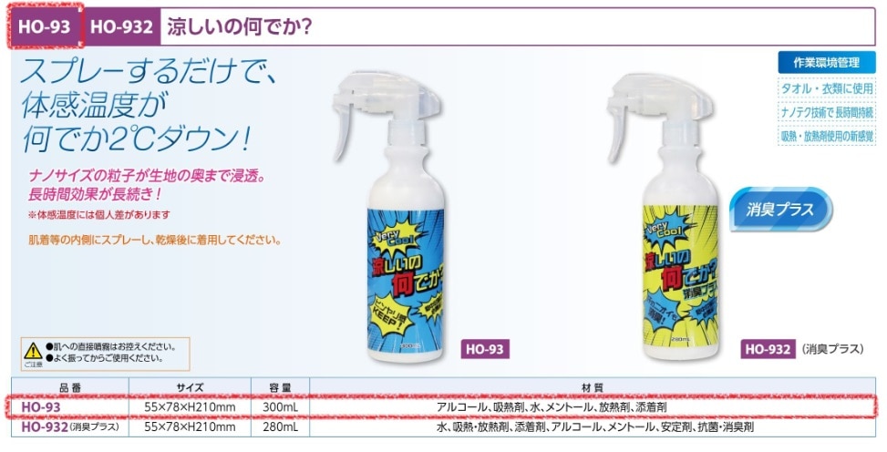 衣類用冷却スプレー涼しいの何でか？