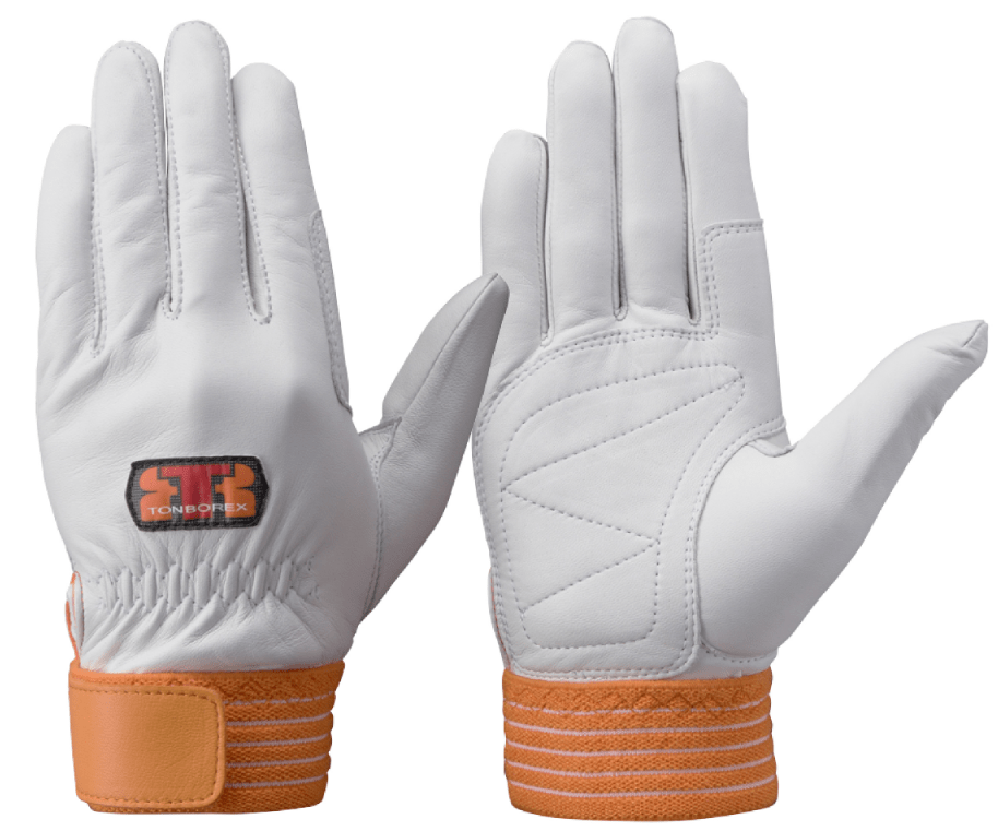 R-330R　羊革製手袋（中厚シリーズ）ホワイト/オレンジ　L