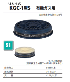 防毒マスク(直結式小型)吸収缶　KGC-1型S　有機ガス用(C)